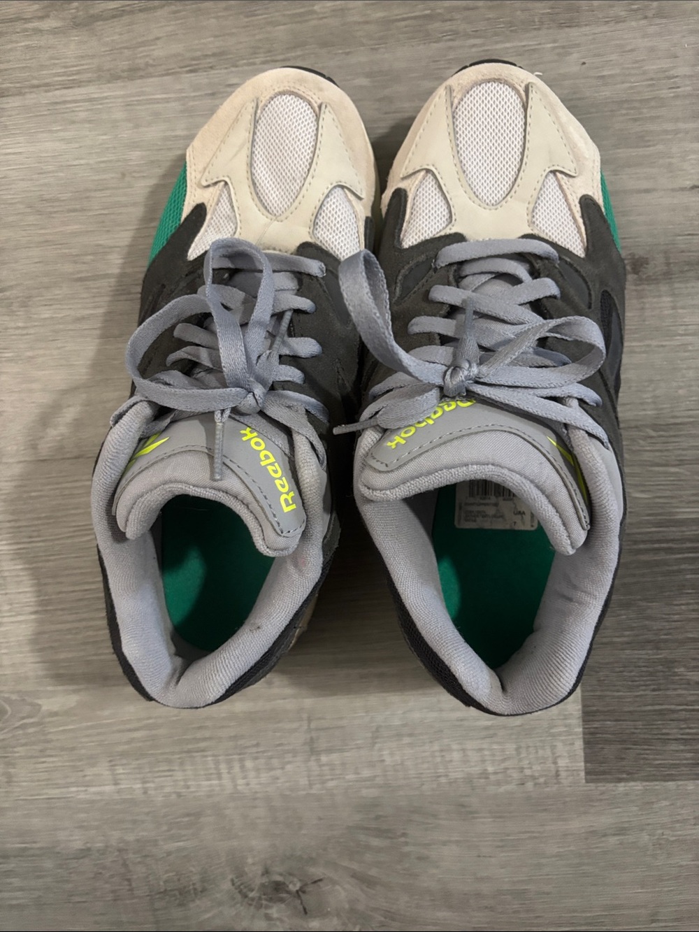 Reebok Men’s Gray, White and Green Retro Running Sneakers